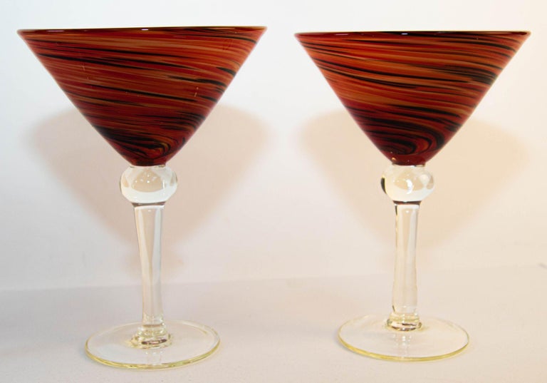 Vintage Murano Red Swirl Martini Glasses Set of 4 Colorful Barware at  1stDibs | red swirl glasses, red swirl wine glasses, red martini glasses