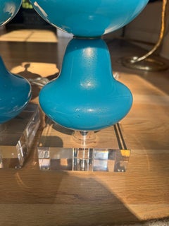 Lampade vintage di Murano RICH TEAL e GOLD - una coppia