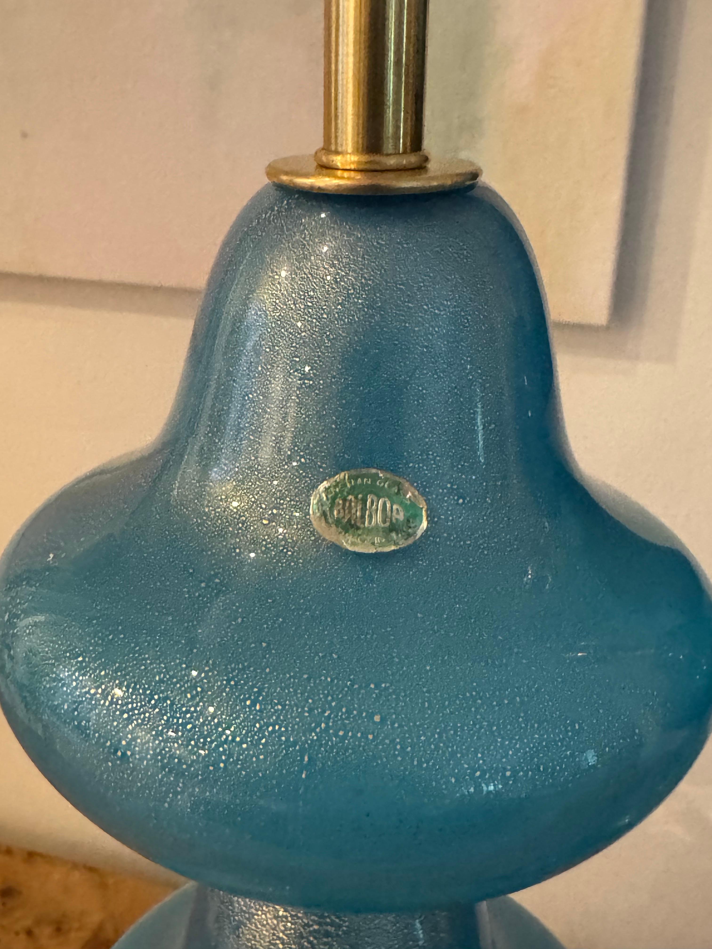 Lámparas vintage de Murano RICH TEAL y GOLD - un par siglo XX en venta