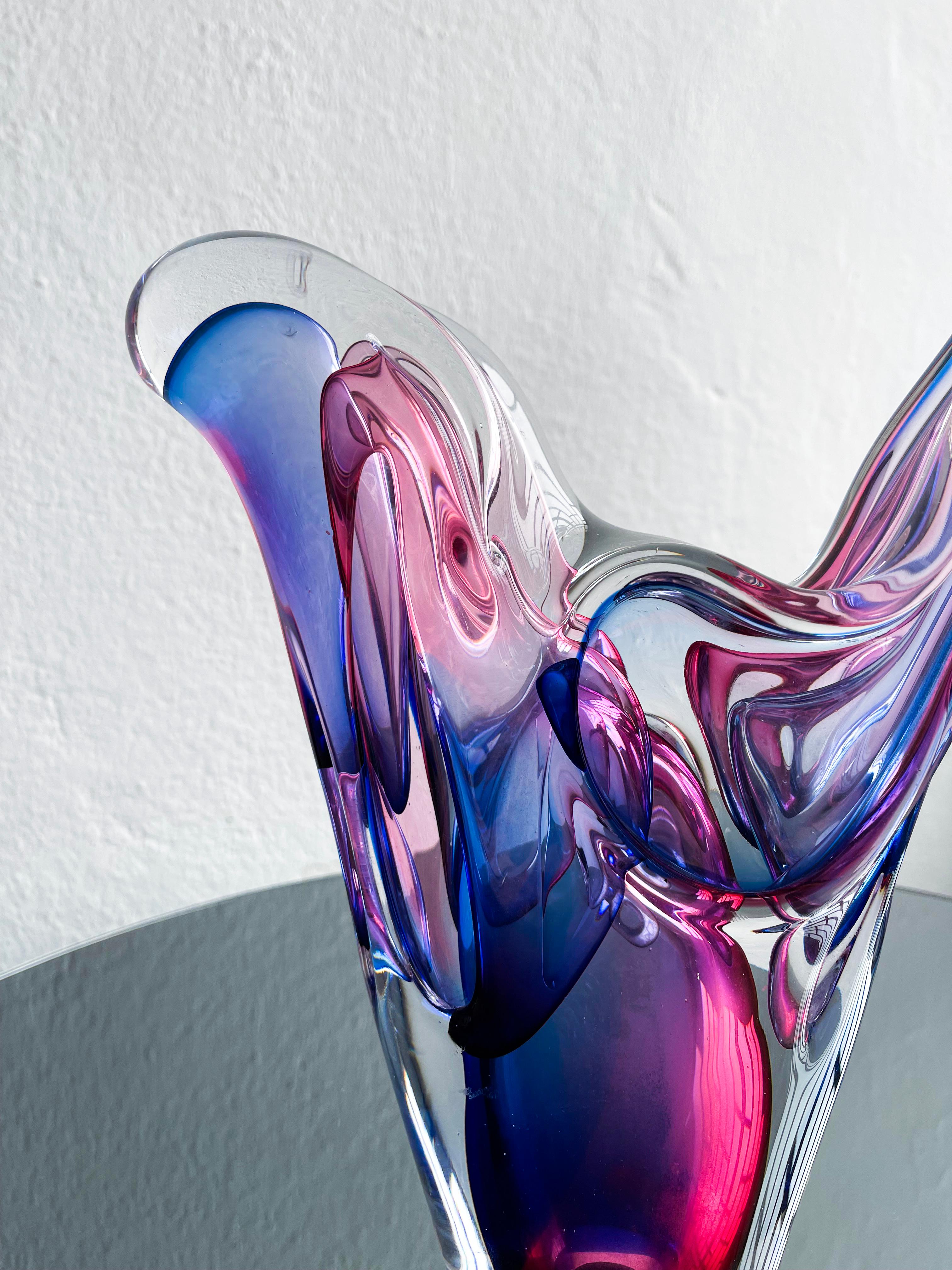 Murano-Skulptur aus Sommerso-Glas in Klar-, Blau- und Lila-Tischdekor, Vintage im Zustand „Gut“ im Angebot in Milano, IT