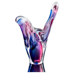 Murano-Skulptur aus Sommerso-Glas in Klar-, Blau- und Lila-Tischdekor, Vintage