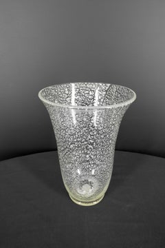 Vaso svasato in vetro di Murano d'argento e foglia d'oro vintage di Giovanni Dalla Fina