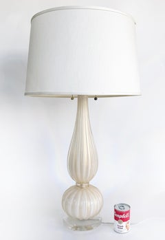 Vintage Murano Sommeroso Gold Infused Venetian Glass Lamp, Lucite Base, Signed