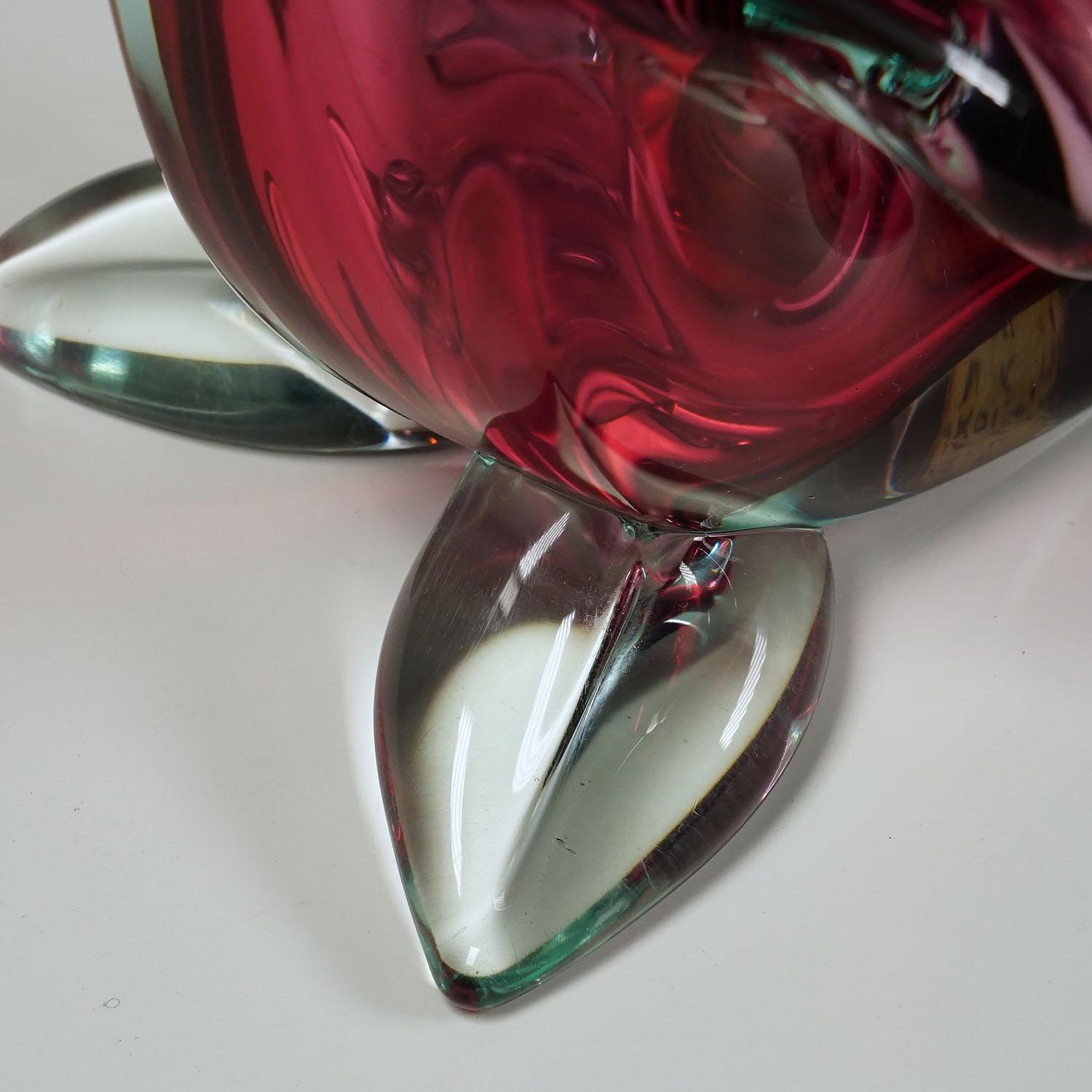 Vintage Murano Sommerso Art Glass Cornucopia by Archimede Seguso In Good Condition For Sale In Berghuelen, DE