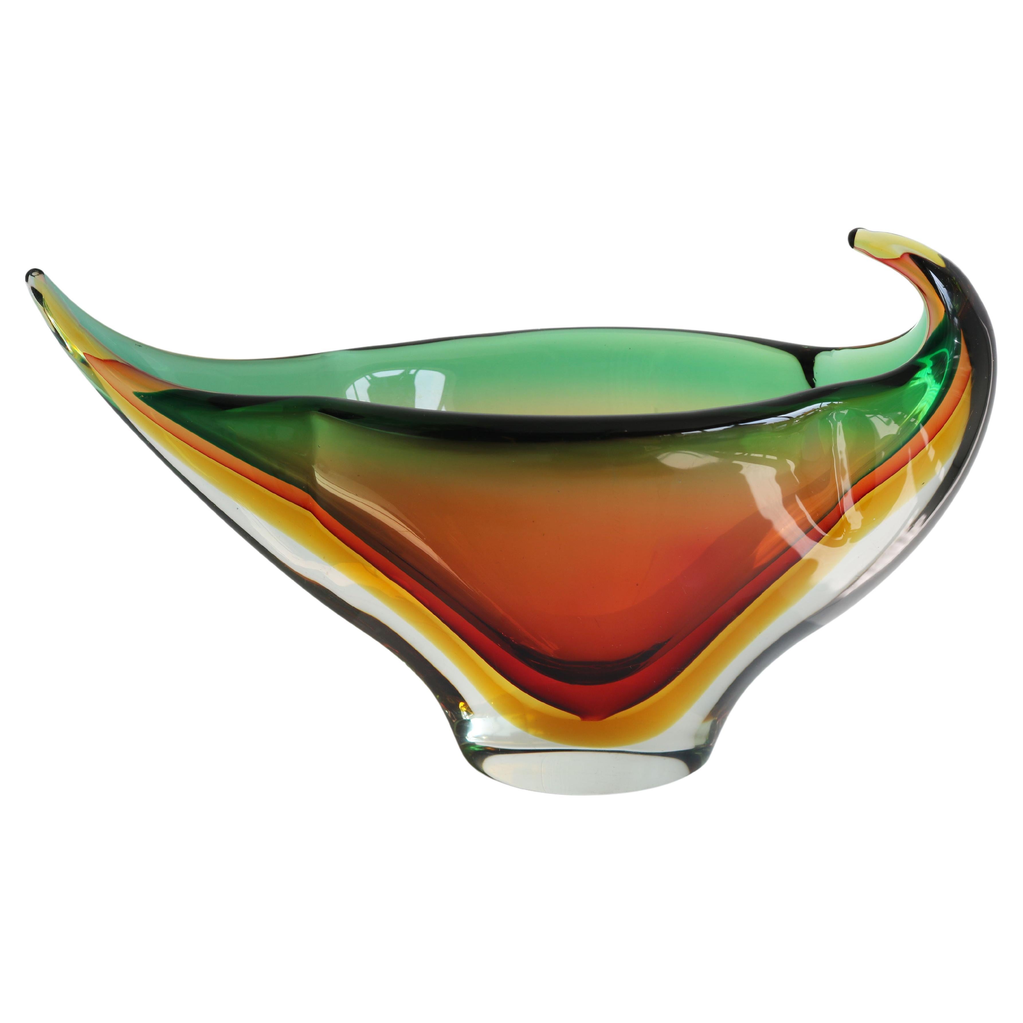 Vintage Murano sommerso art glass freeform vase by Flavio Poli for Seguso 1960 For Sale
