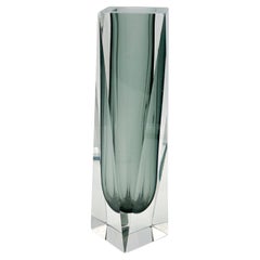 Jarrón vintage de cristal negro Murano Glass Sommerso, Italia, años 60