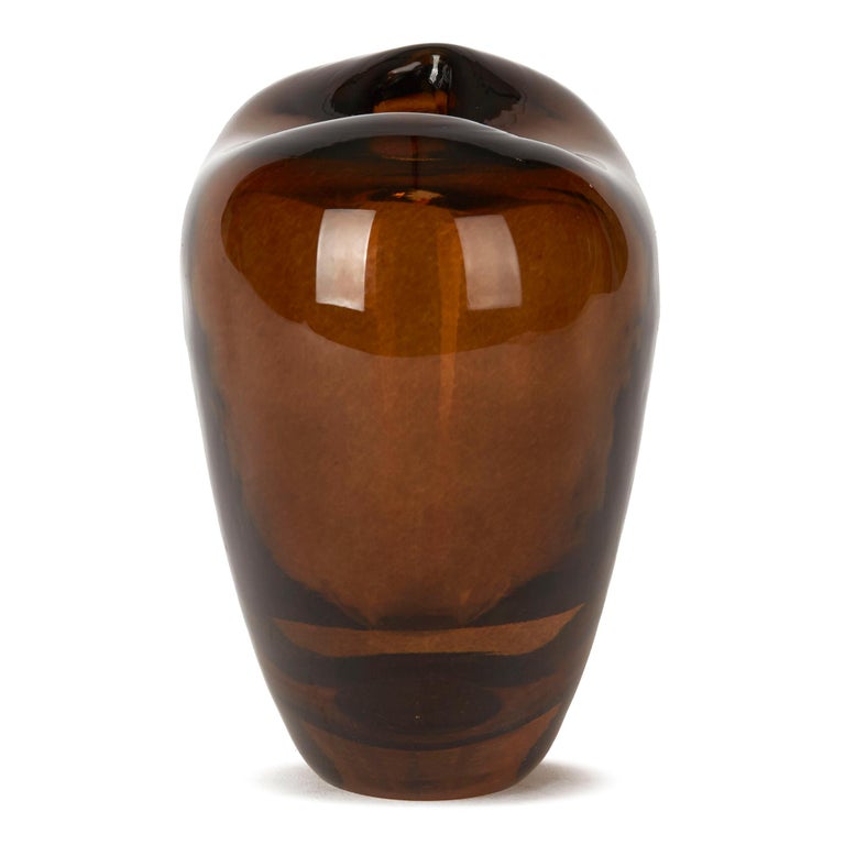 Vintage Murano Sommerso Brown Art Glass Heart Vase, circa 1960 at 1stDibs