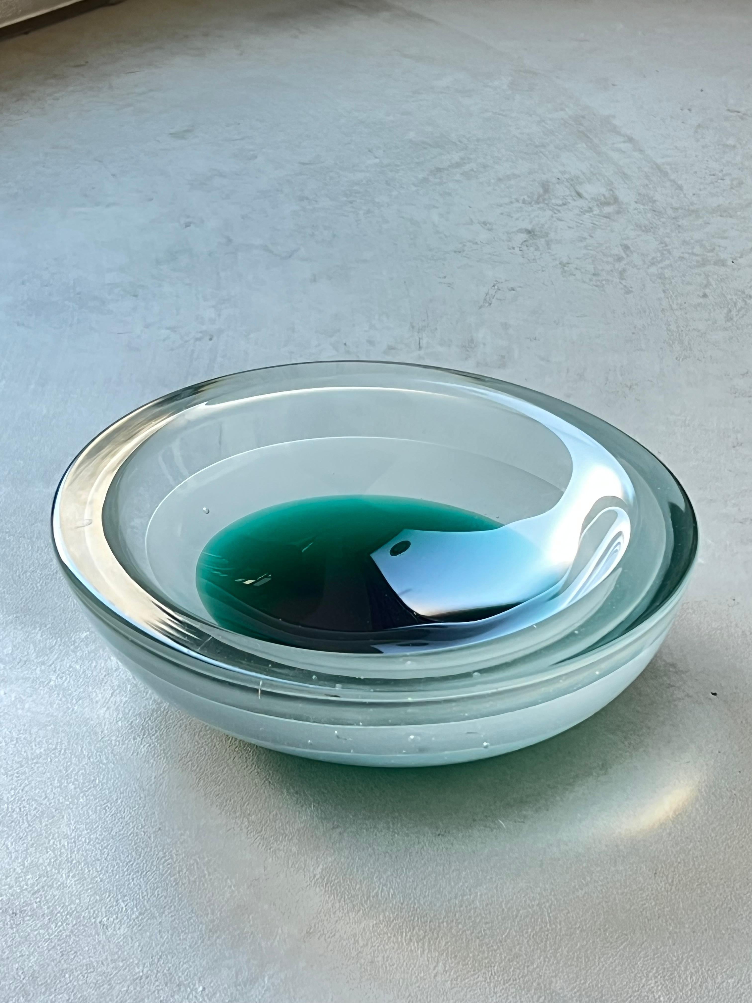 Vintage Murano Sommerso Collectible Sculpture Venini in Aquamarine glass For Sale 4