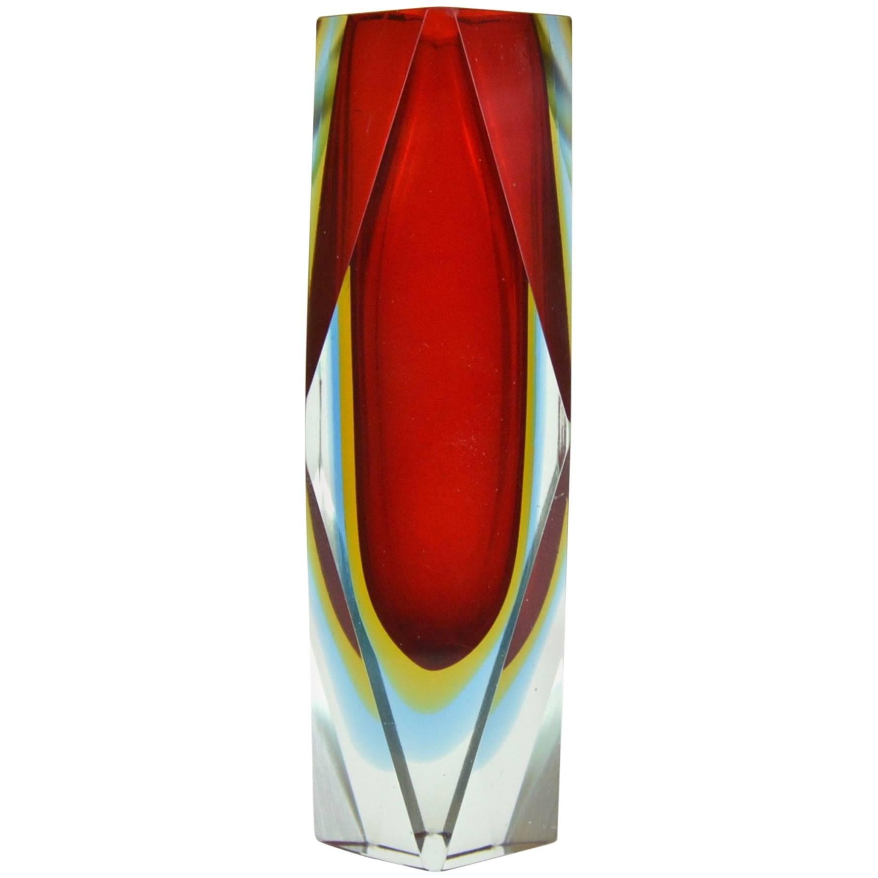 Vintage Murano Sommerso Colored Art Glass Vase, 1960s at 1stDibs