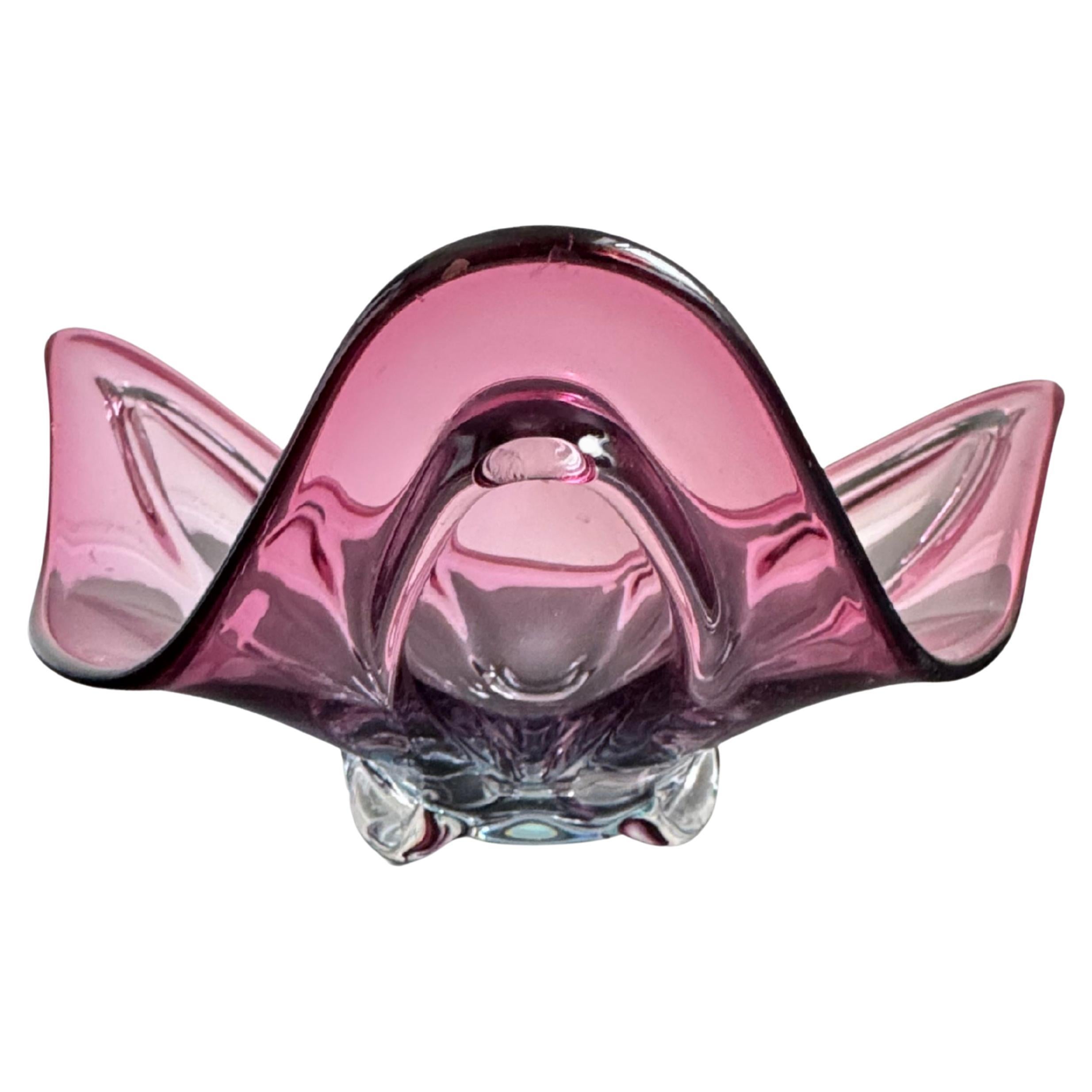 Vintage Murano Sommerso Glass Large Blue Pink Centrepiece Bowl