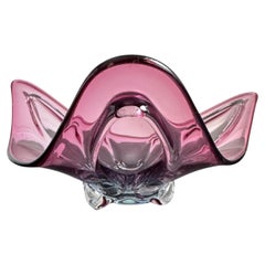 Vintage Murano Sommerso Glass Large Blue Pink Centrepiece Bowl