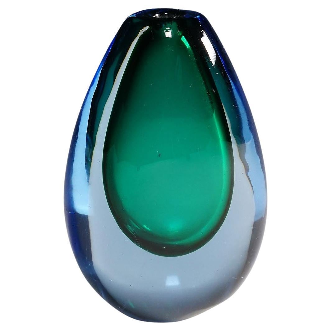 Vintage Murano Sommerso Glass Vase by Lugiano Gaspari for Salviati & Co. 1960s