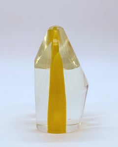 Murano Sculpture in Clear and Bright Yellow "Sommerso" Glass