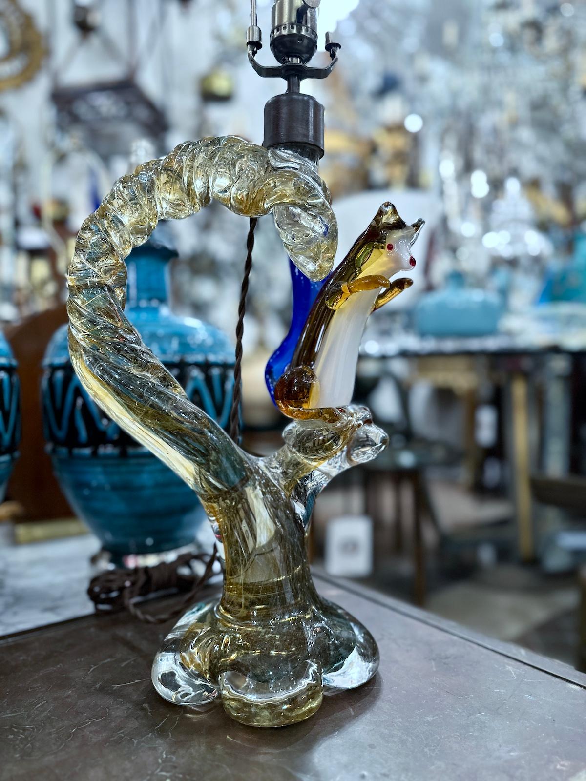 Vintage Murano Squirrel Table Lamp For Sale 5