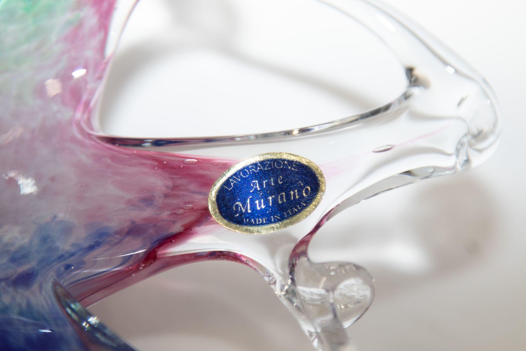 Vintage Murano Star Flower Shape Art Glass Dish, Italy For Sale 3