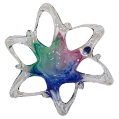 Vintage Murano Star Flower Shape Art Glass Dish, Italy