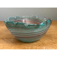 Vintage Murano Striped Glass Bowl