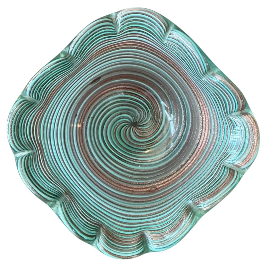 Vintage Murano Striped Glass Bowl