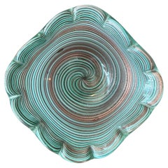 Vintage Murano Striped Glass Bowl
