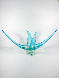 Vintage Murano-Style Aqua Free-Form Sommerso Glass Sculpture, 1970s