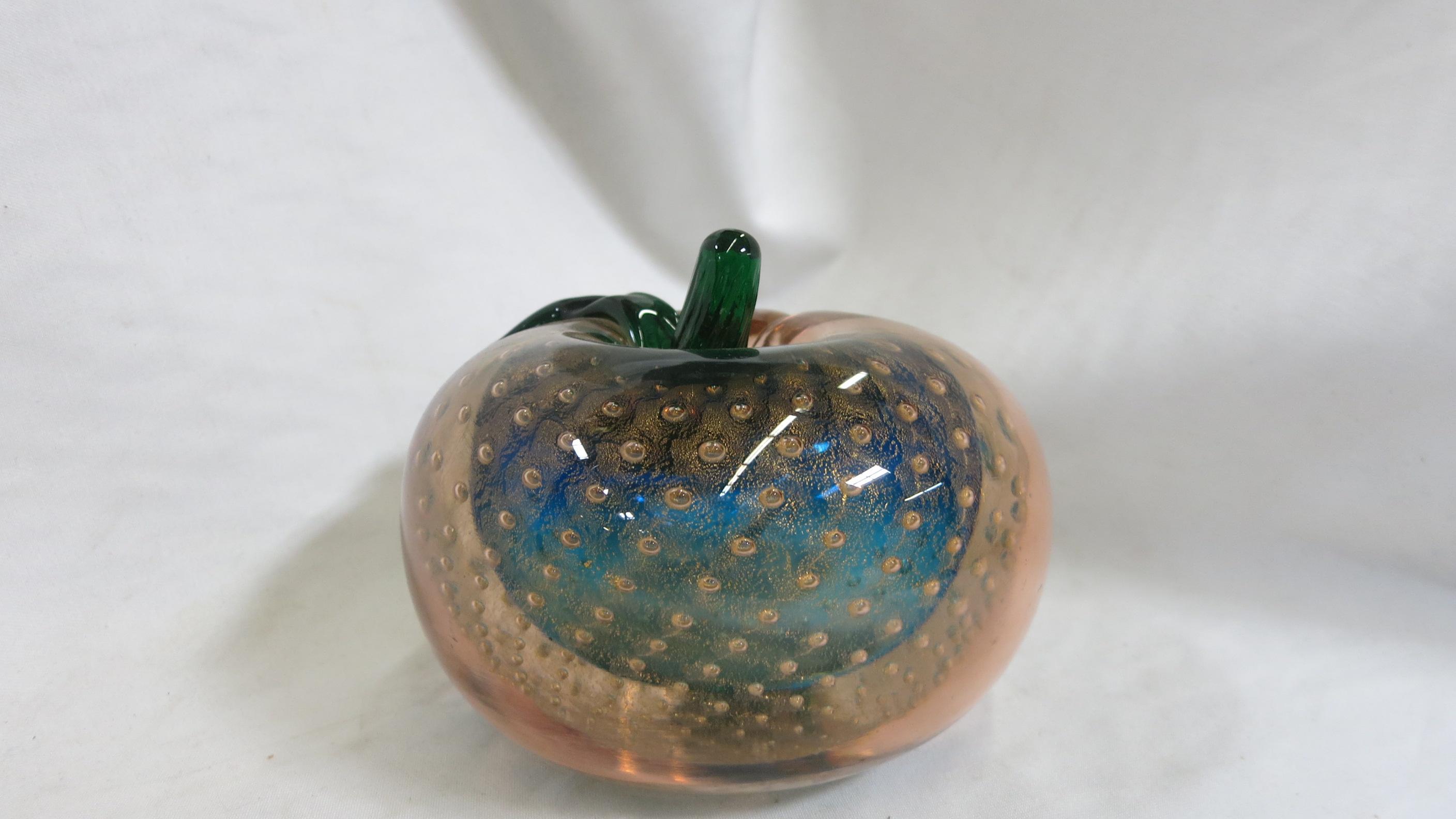 Mid-Century Modern Mid Century Murano Glass Peach Paper Weight by Alfredo Barbini