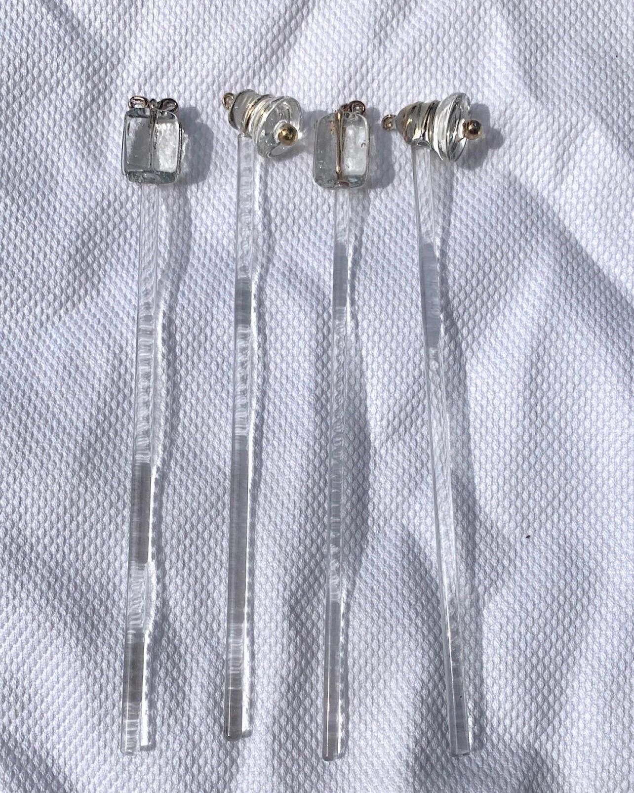 20th Century Vintage Murano Style Christmas Swizzle Sticks - Set of 4 For Sale