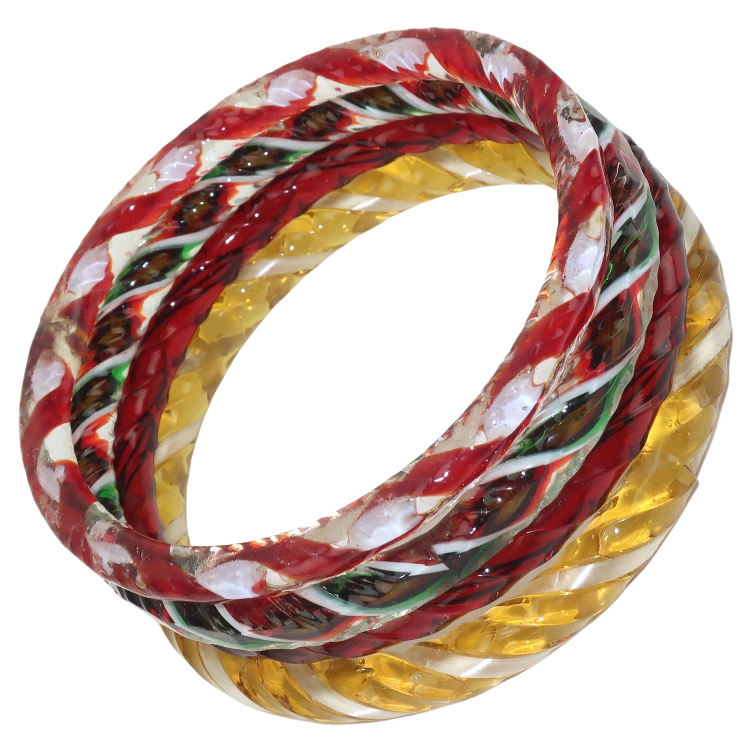 Vintage Murano glass Charms and beads geometric pink / purple bracelet –  Vintage Jewelry Affair
