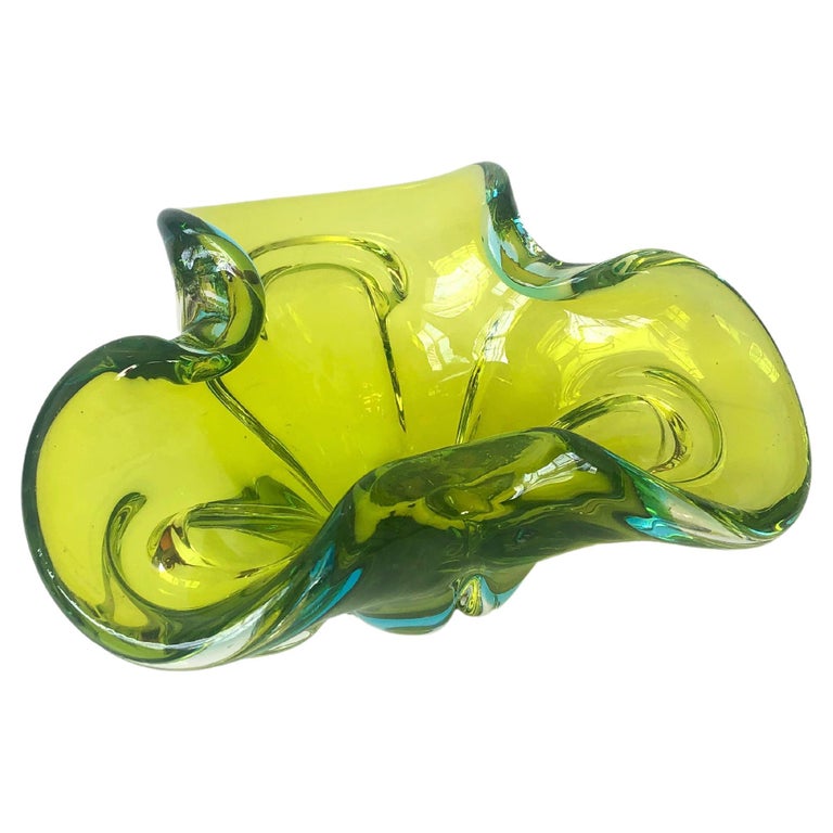 Vintage Murano Style Green Art Glass Bowl at 1stDibs