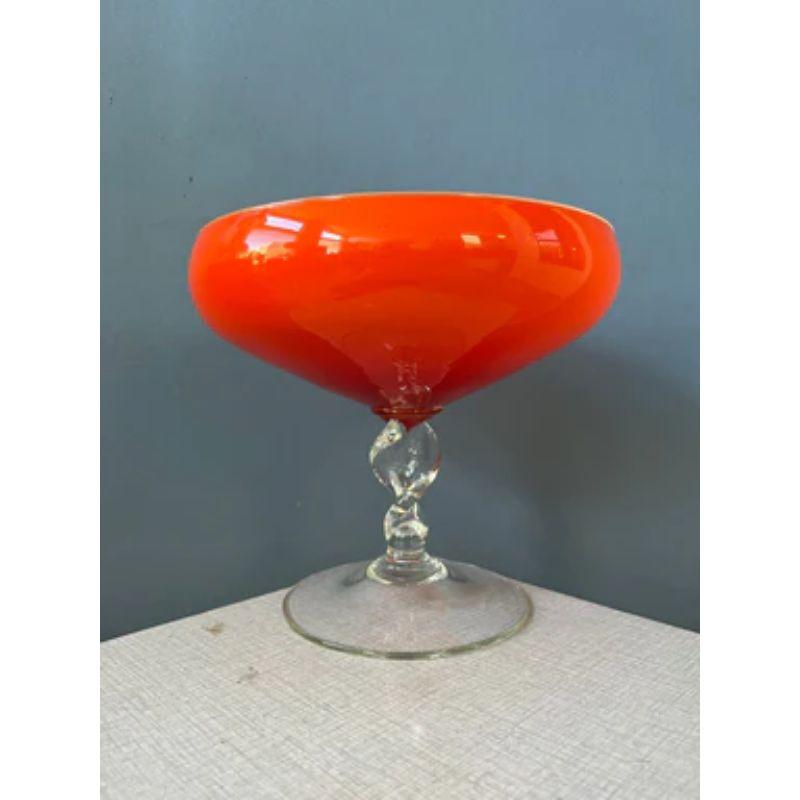European Vintage Murano Style Vase Glass in Orange/Red Color For Sale