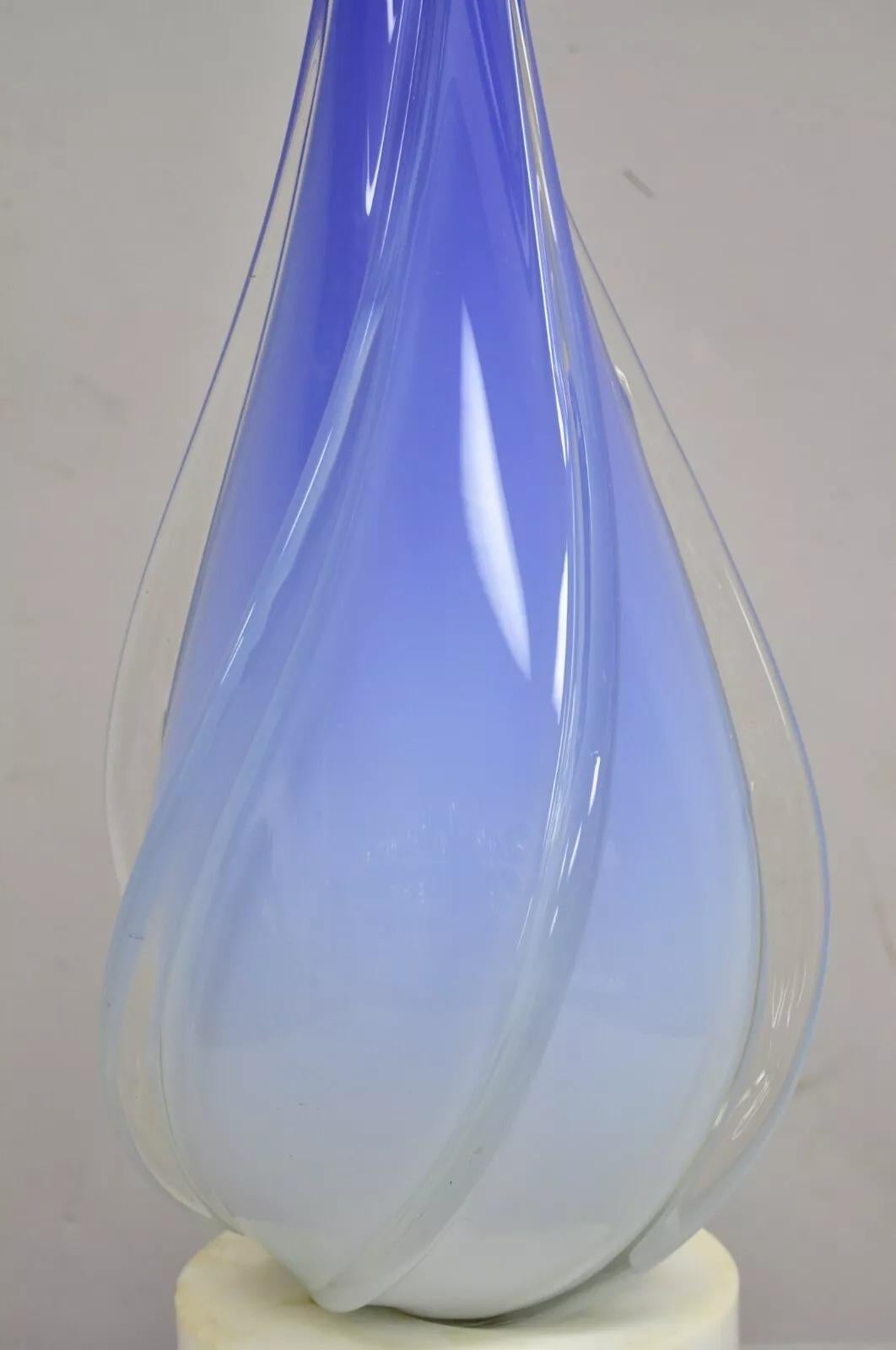 Mid-Century Modern Vintage Murano Swirl Glass Mid Century Italian Modern Gradient Blue Table Lamp