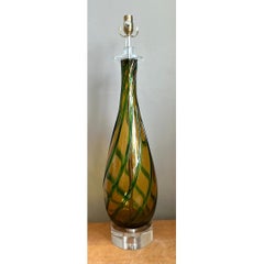 Lampe de table vintage en verre de Murano à motifs tourbillonnants