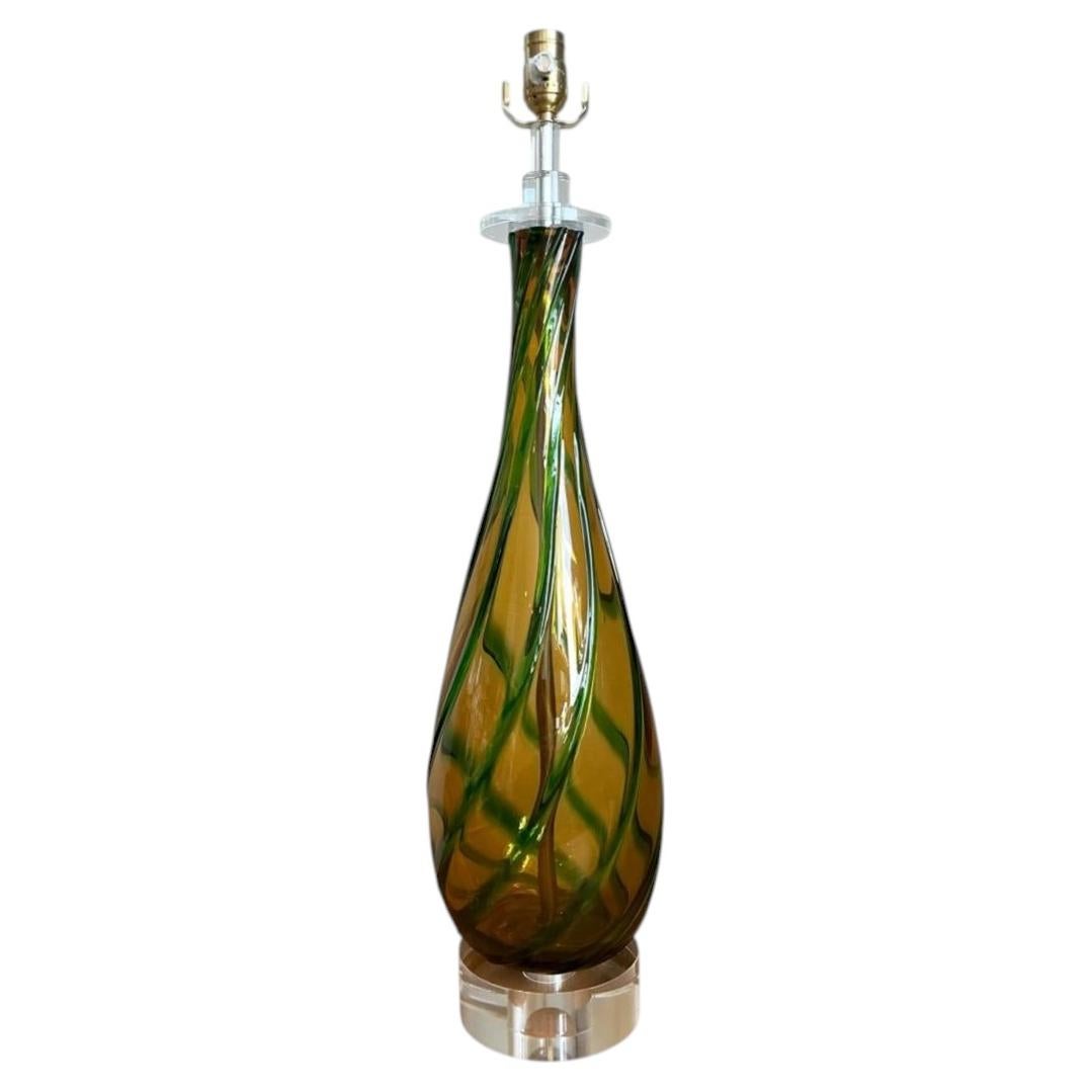 Vintage Murano Swirled Glass Table Lamp