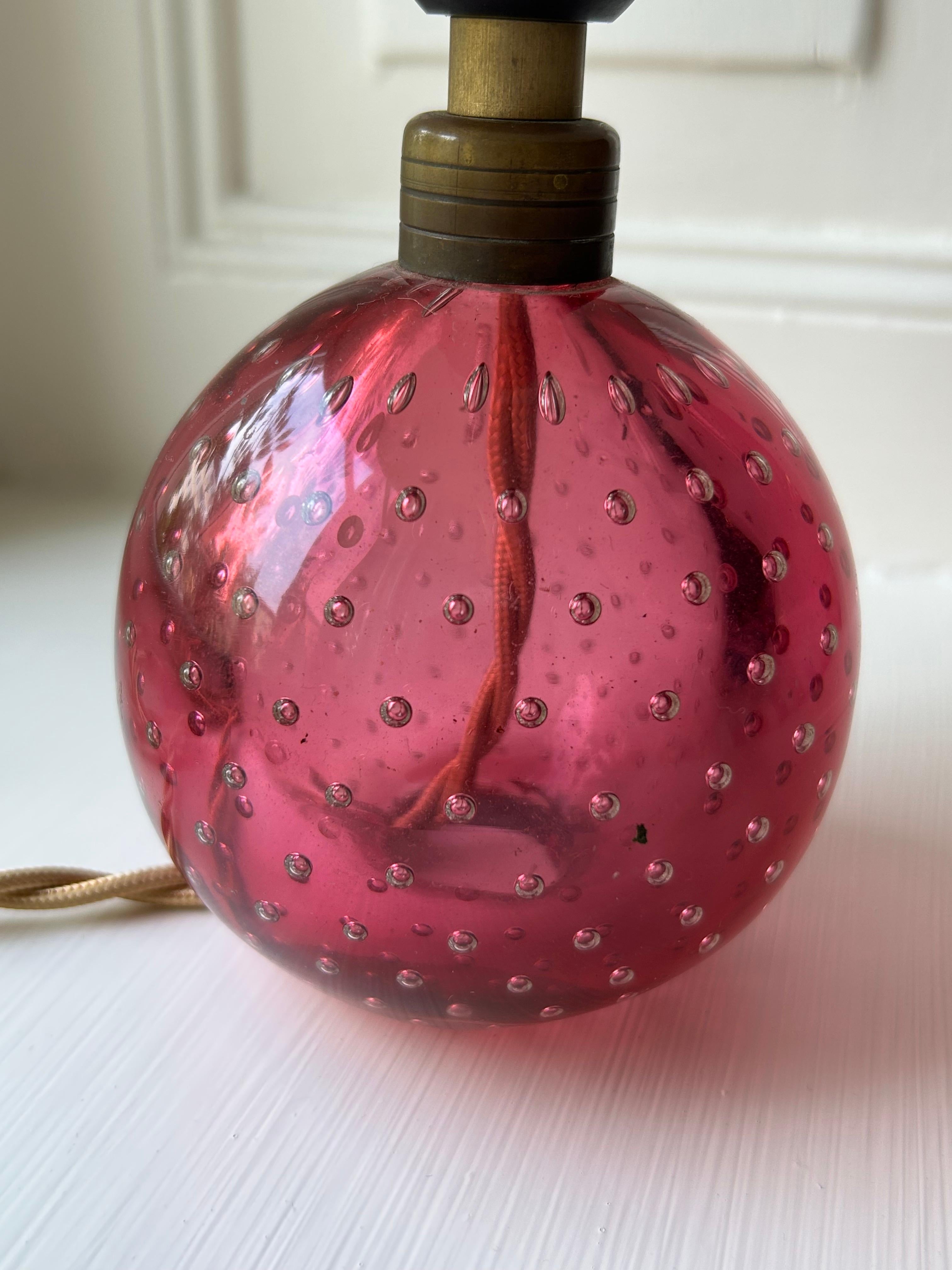 Vintage Murano Table Lamp in Pink with Customized Floral Shade, Italy, 1950s In Good Condition For Sale In Copenhagen K, DK