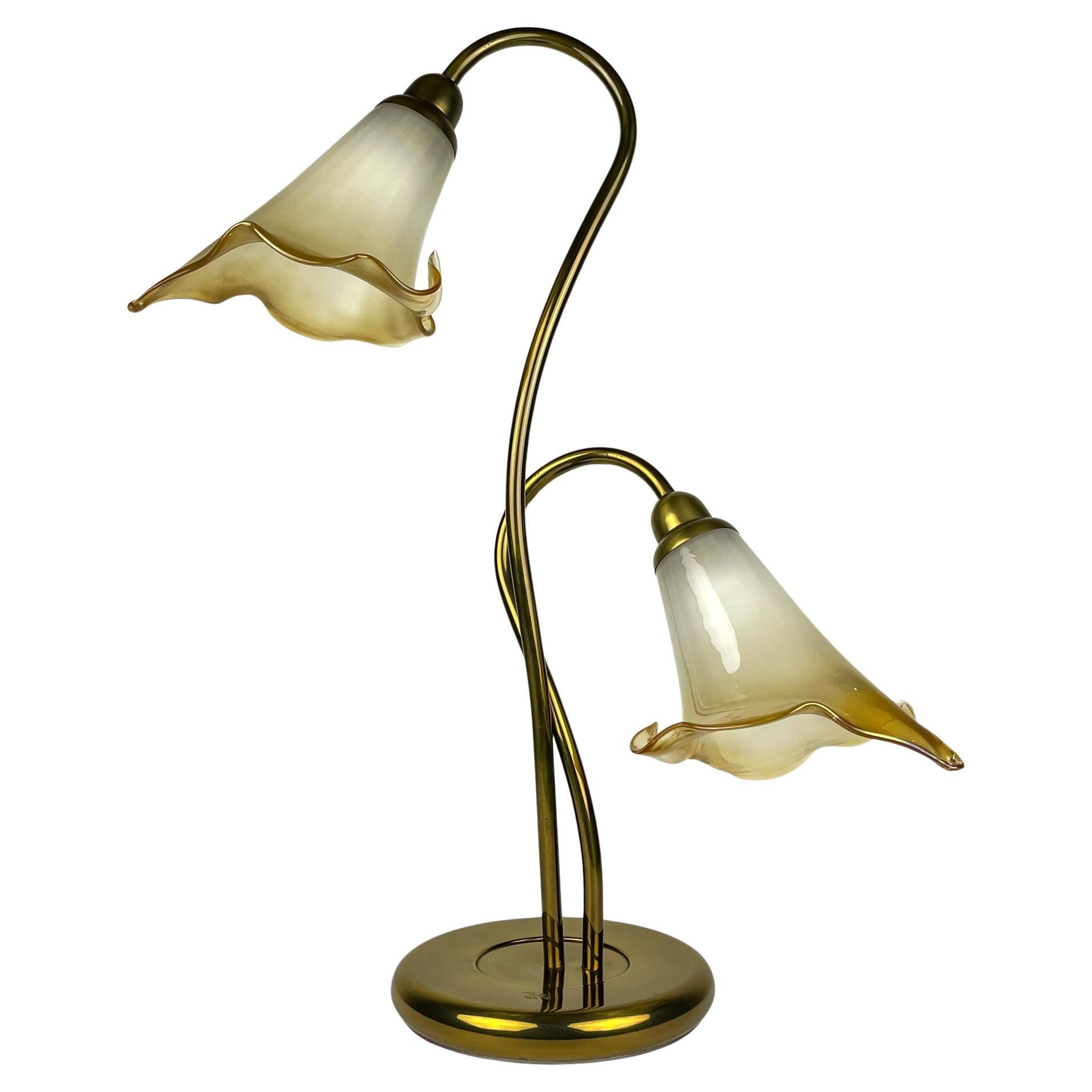 Lampe de table Vintage Murano Lilies, Italie 1970 en vente