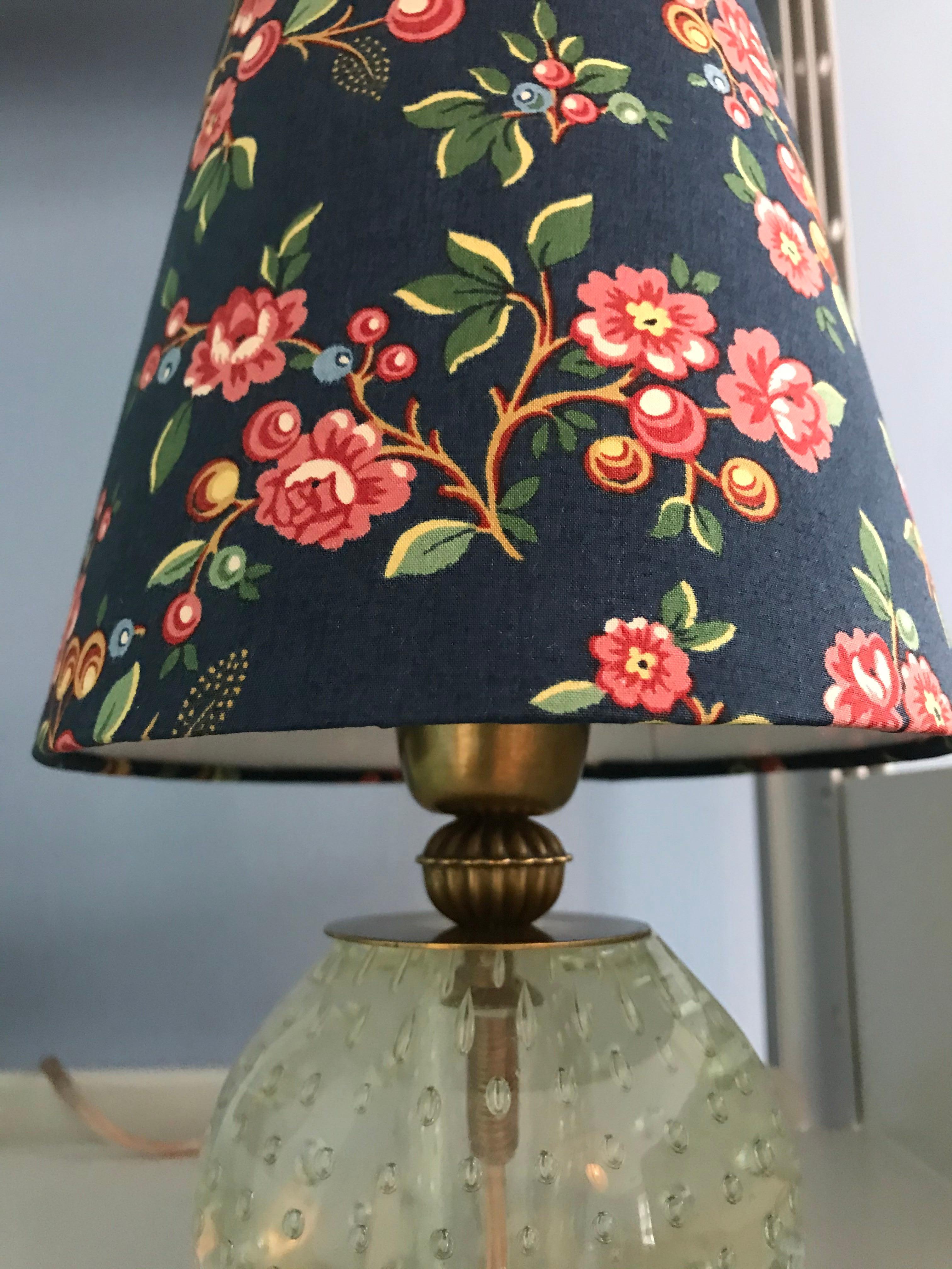 Vintage Murano Table Lamp with Customised Shade, Italy, 1950 In Good Condition In Copenhagen K, DK