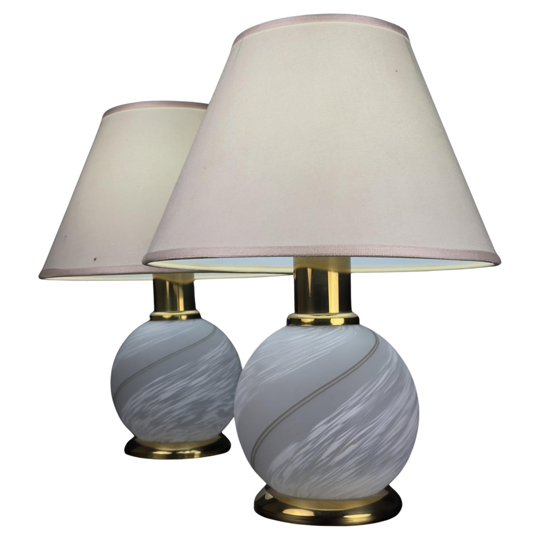 Lampes de table Vintage Murano, Italie 1970, ensemble de 2 en vente
