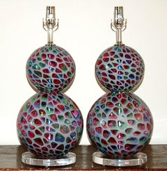 Vintage Murano Table Lamps with Tiffany Style Glass