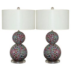 Vintage Murano Table Lamps with Tiffany Style Glass