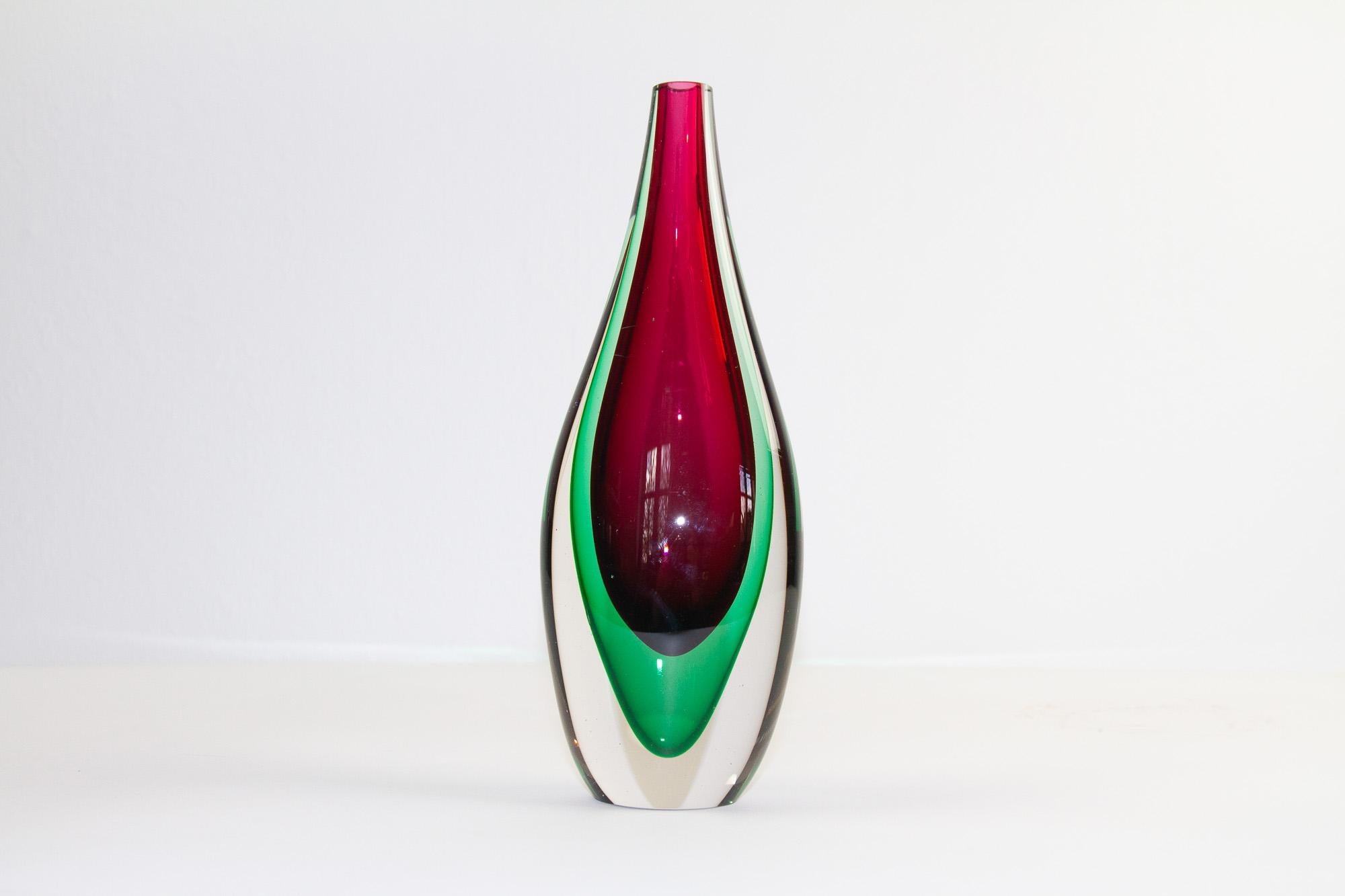 Vintage Murano Teardrop Sommerso Vase 1960s For Sale 3