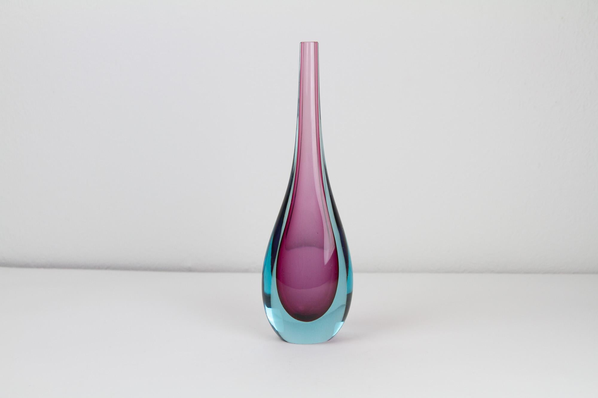 Vintage Murano Teardrop Sommerso Vase 1960s 3