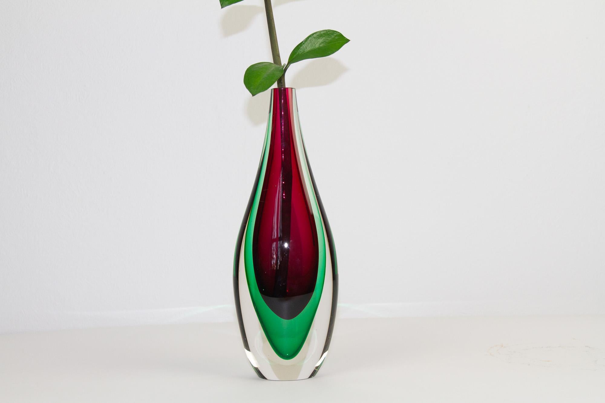 Vintage Murano Teardrop Sommerso Vase 1960s For Sale 9