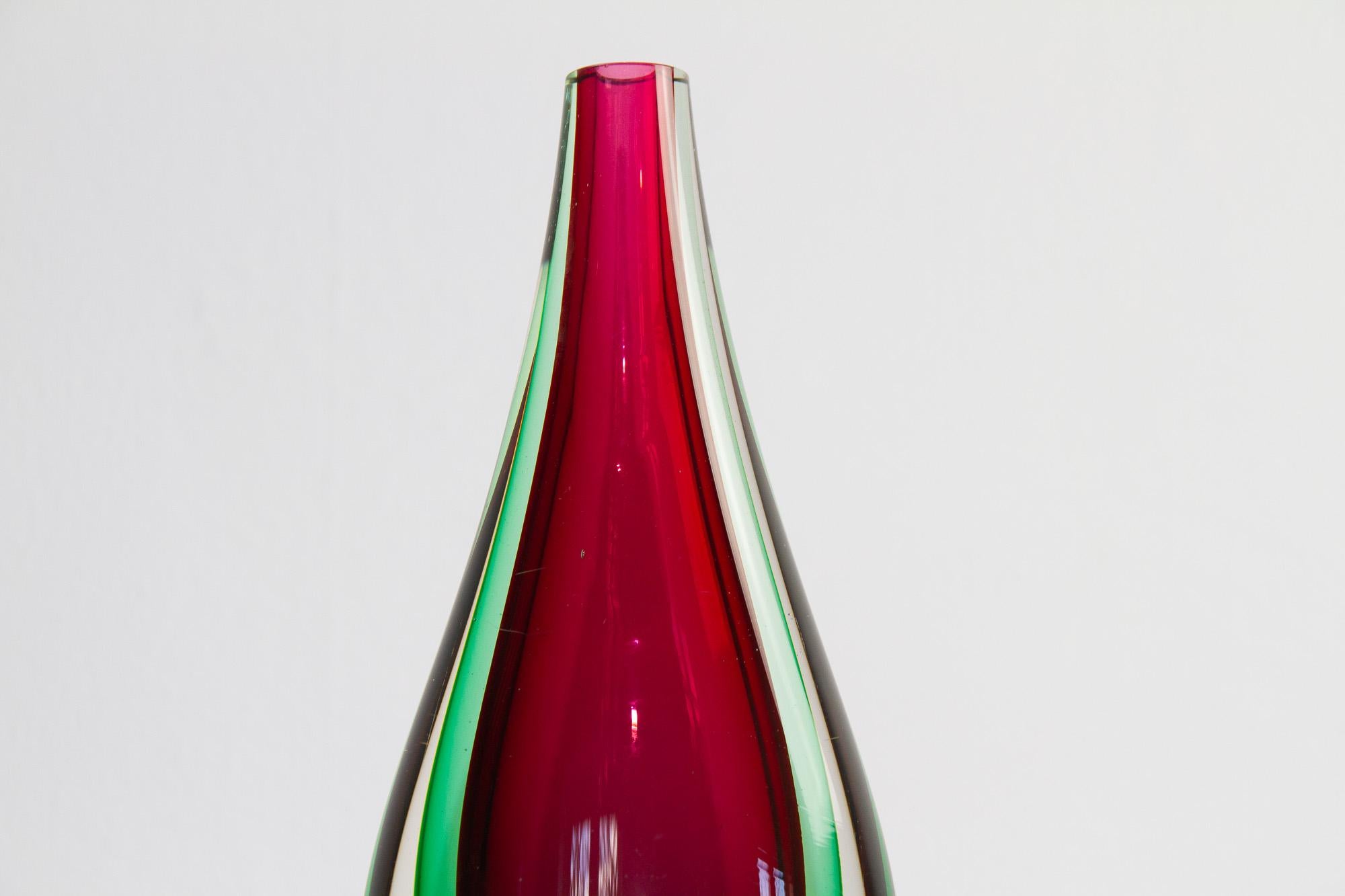 Mid-20th Century Vintage Murano Teardrop Sommerso Vase 1960s For Sale