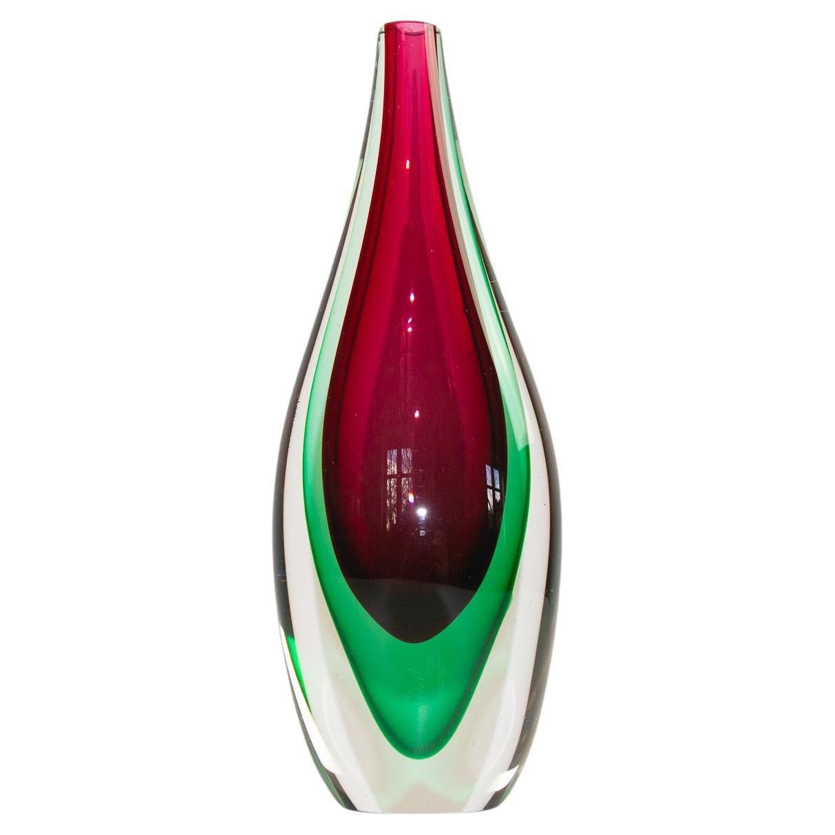 Vintage Murano Teardrop Sommerso Vase 1960s For Sale