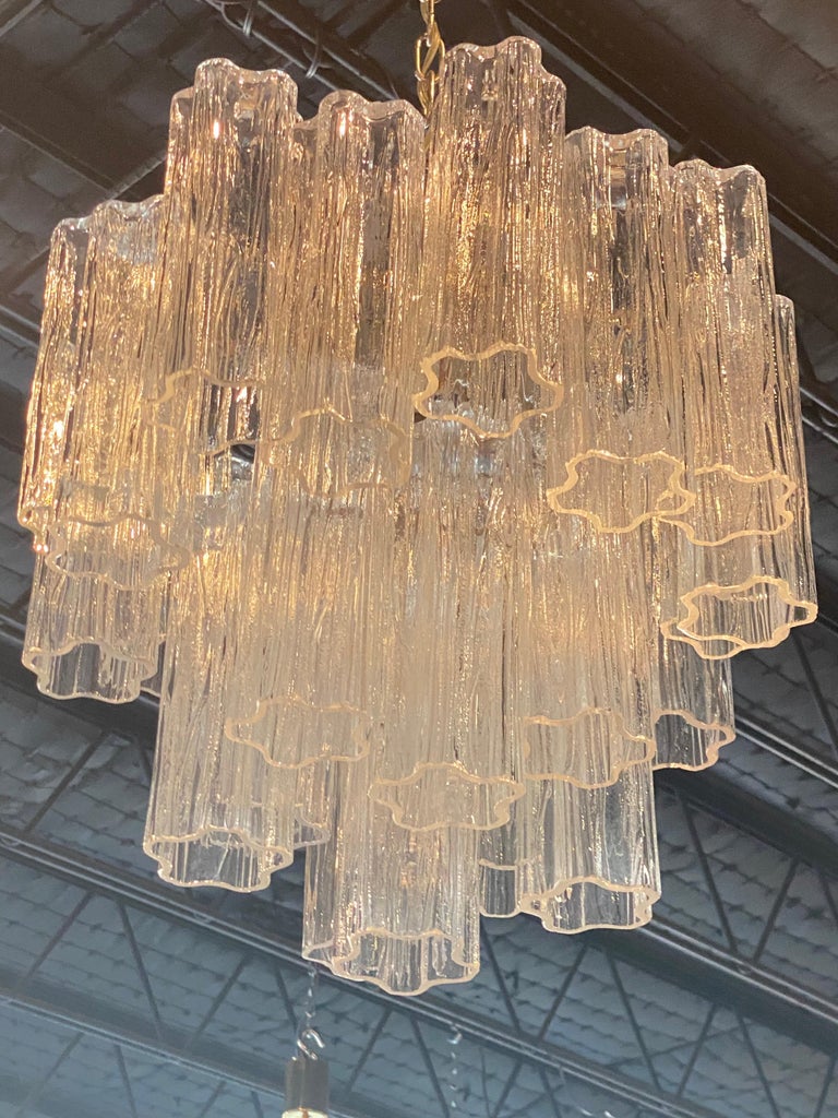 Vintage Murano Tronchi Italian Glass Chandelier In Good Condition In West Palm Beach, FL