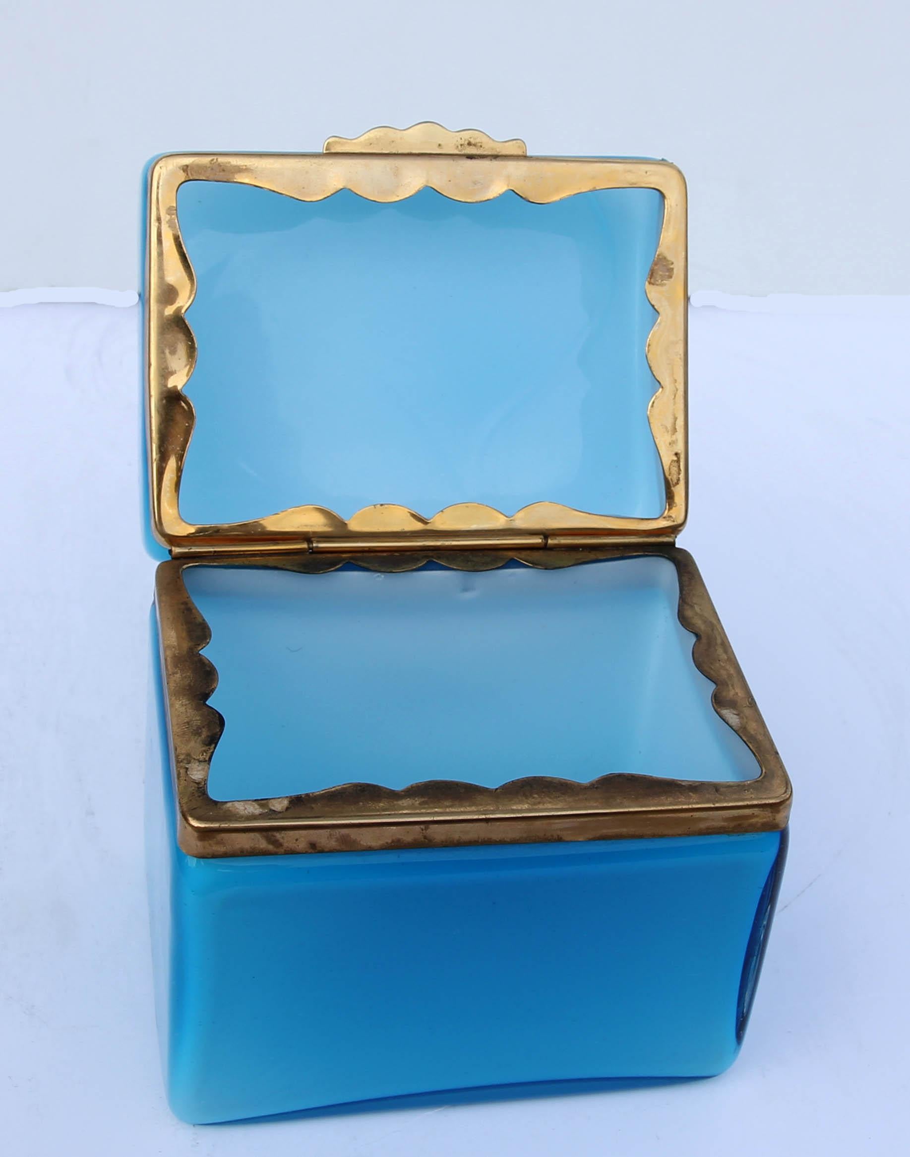 Mid-Century Modern Vintage Murano Turquoise Glass Box