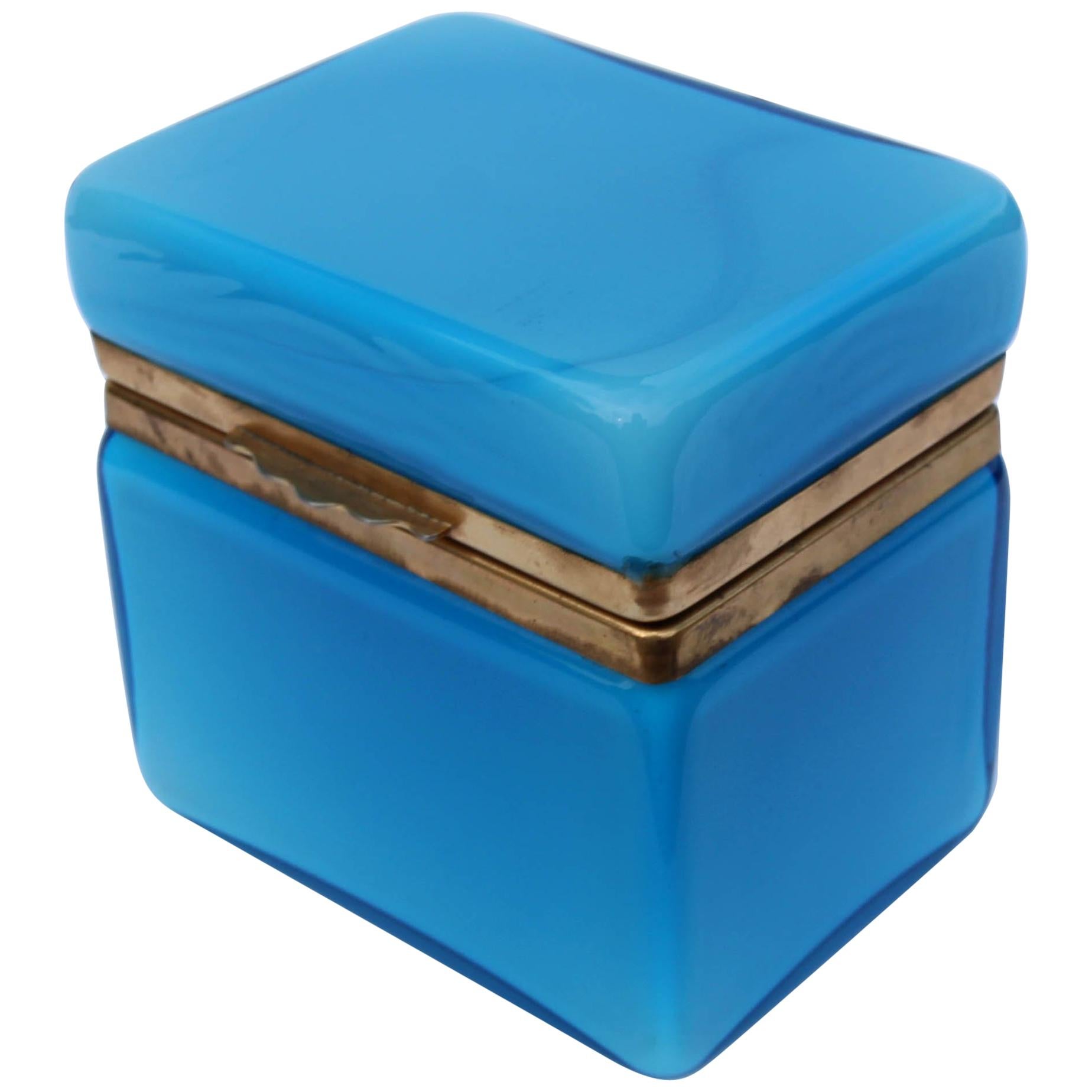 Vintage Murano Turquoise Glass Box