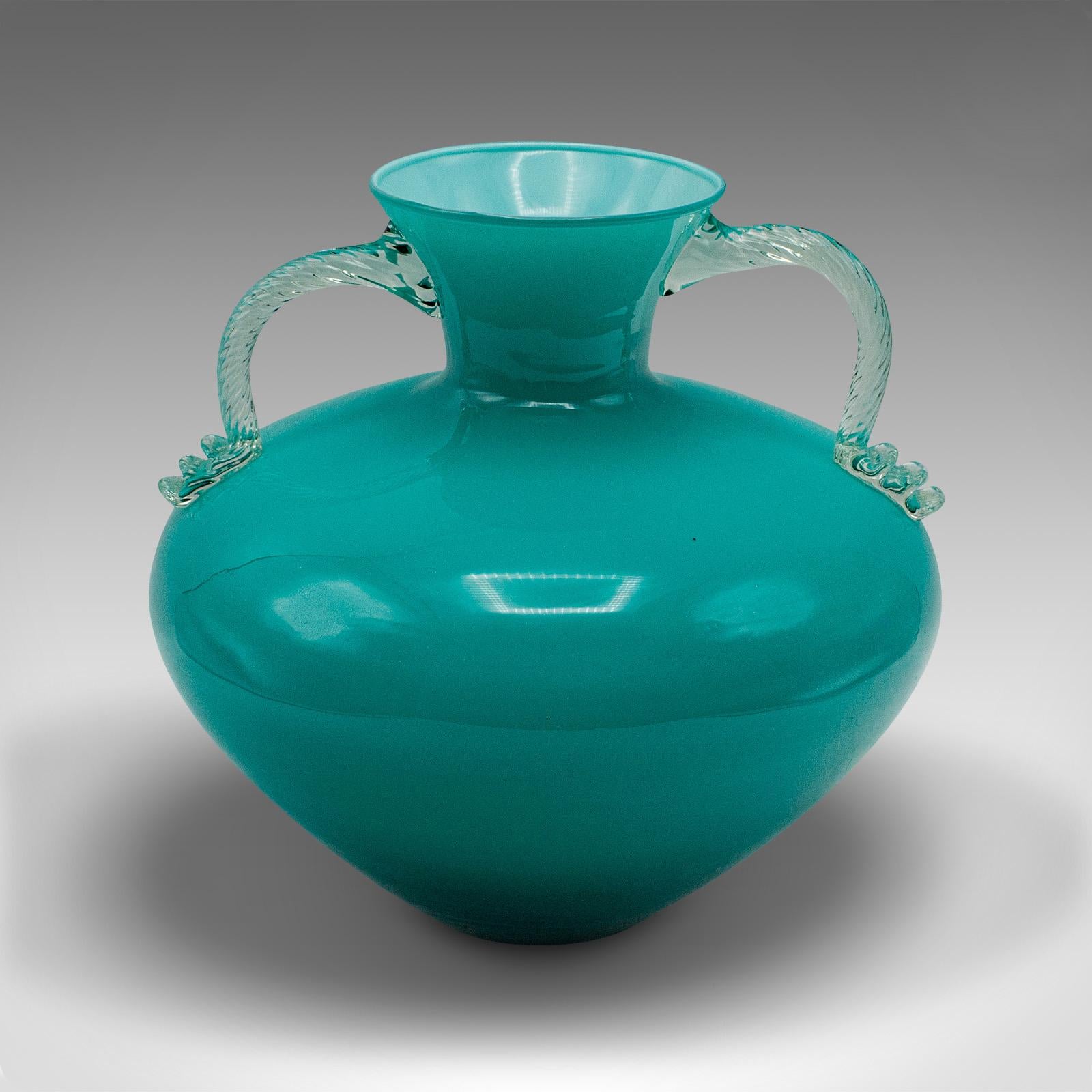 Mid-Century Modern Vintage Murano Twin Handled Vase, Italian, Art Glass, Decorative, Mid Century For Sale