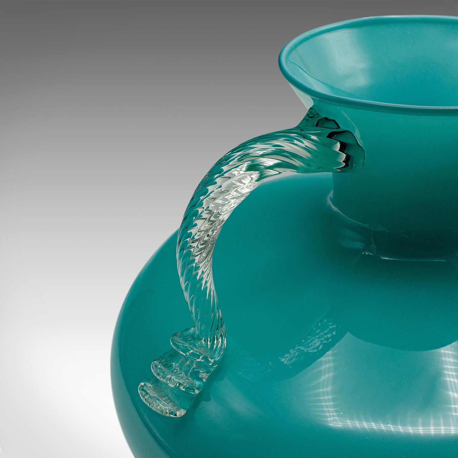 Vase à deux anses vintage de Murano, italien, verre d'art, décoratif, milieu du siècle dernier en vente 2