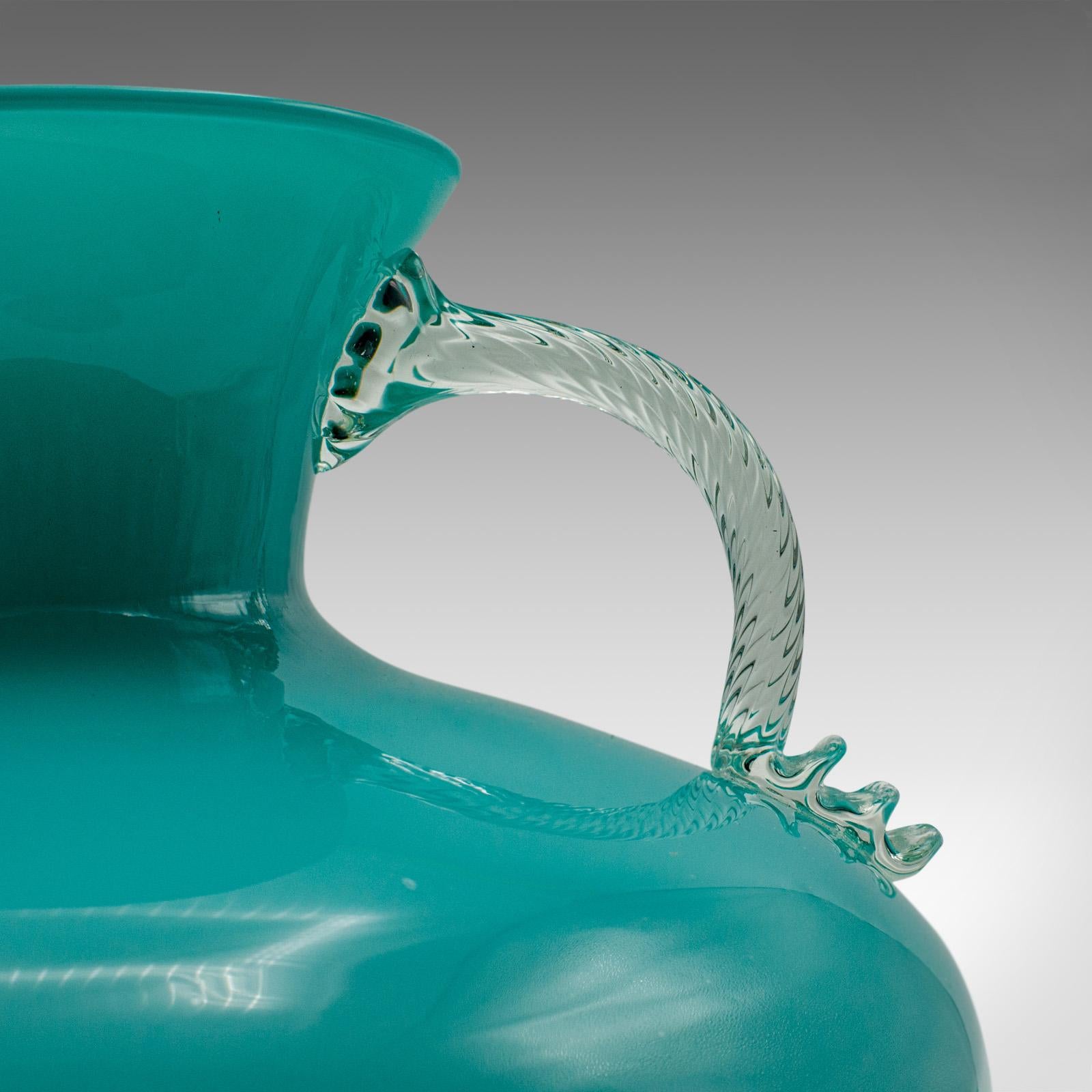 Vase à deux anses vintage de Murano, italien, verre d'art, décoratif, milieu du siècle dernier en vente 3
