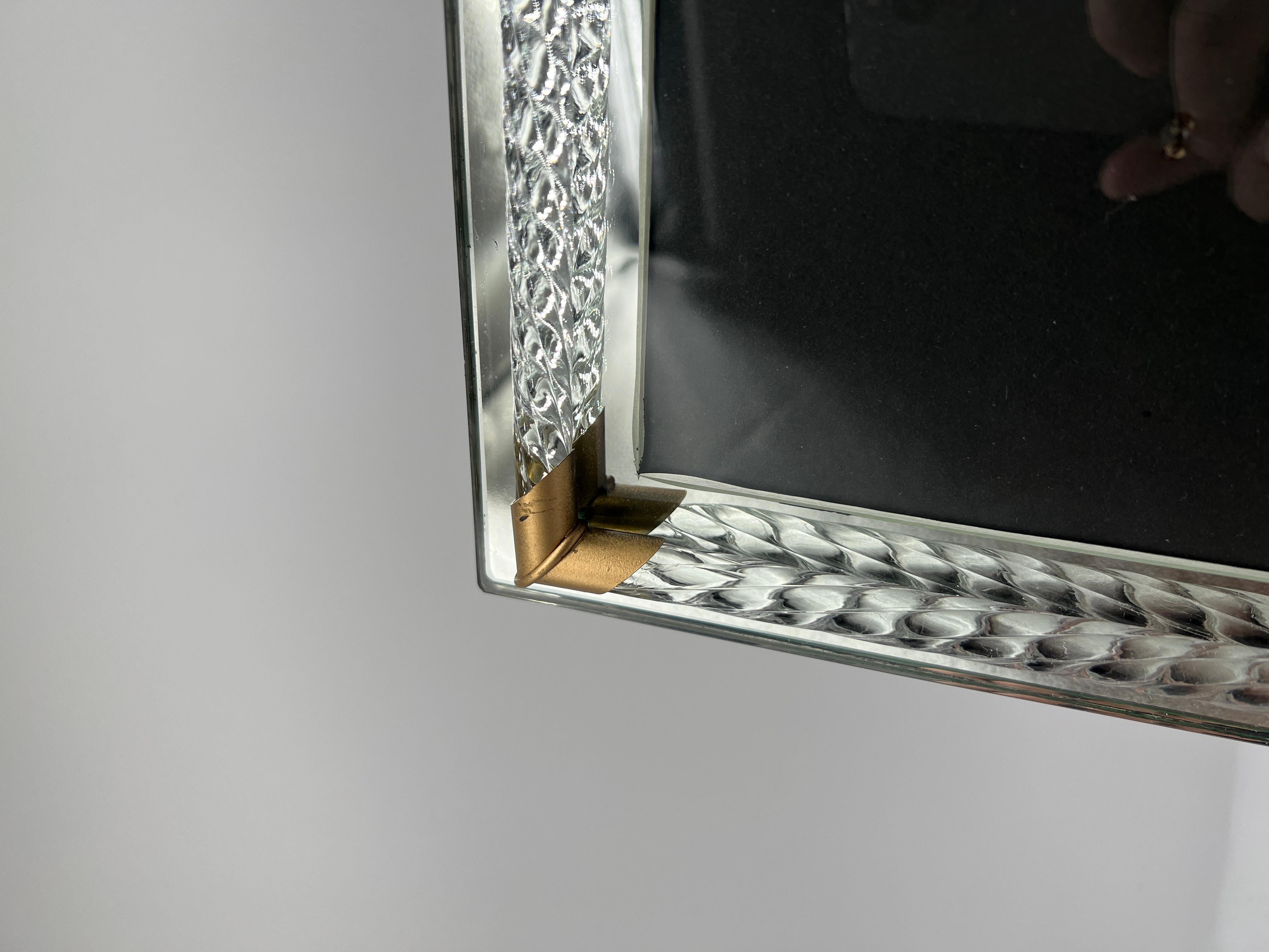 Art Deco Vintage Murano Twist Glass & Mirrored Picture Frame